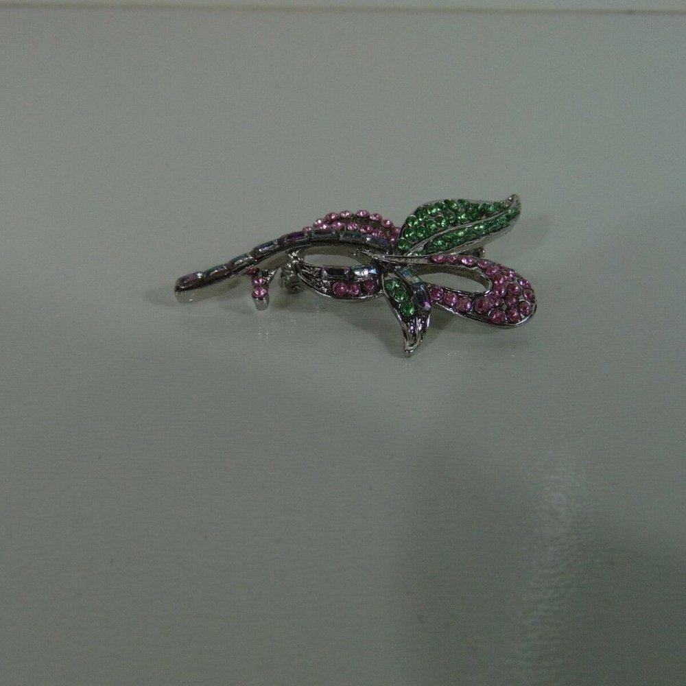 Brooch Pin Floral Multicolor Rhinestone - Picture 4 of 6